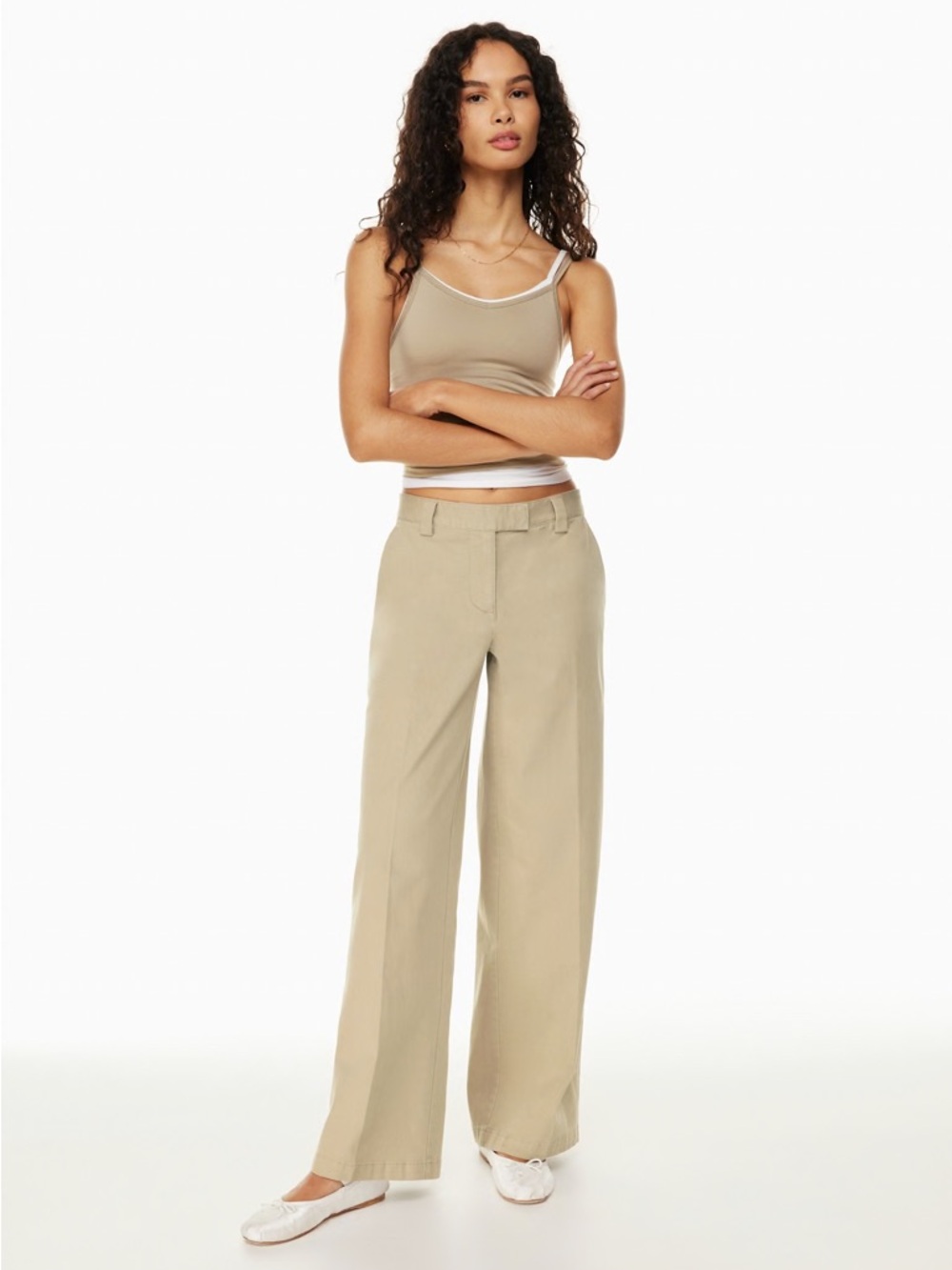 Aritzia Sunday Best Undone Wide-Leg Pants in Khaki